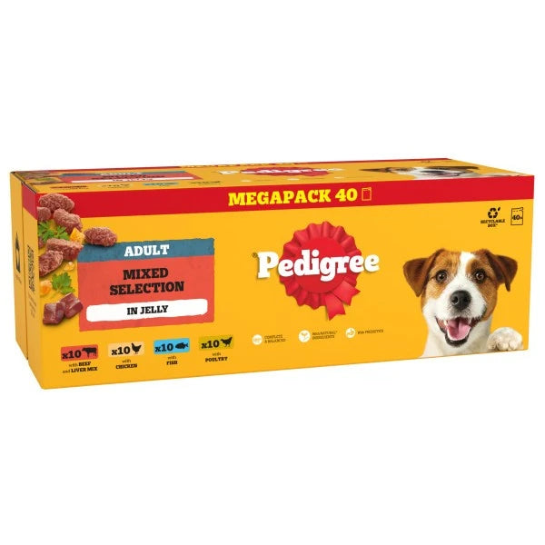 Pedigree Adult Dog Pouches Mixed Selection in Jelly 40x100g Mega Pack